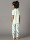 Bamboo Cotton Co-ord Set | Solid Short Sleeve Top and Printed Pant | Girls