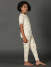 Bamboo Cotton Co-ord Set | Solid Short Sleeve Top and Printed Pant | Girls