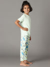 Bamboo Cotton Co-ord Set | Solid Short Sleeve Top and Printed Pant | Girls