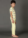 Bamboo Cotton Co-ord Set | Printed Short Sleeve Top and Solid Pant | Boys