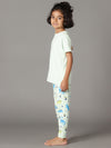 Bamboo Cotton Co-ord Set | Solid Short Sleeve Top and Printed Pant | Girls
