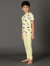 Bamboo Cotton Co-ord Set | Printed Short Sleeve Top and Solid Pant | Boys