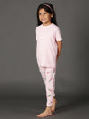 Bamboo Cotton Co-ord Set | Solid Short Sleeve Top and Printed Pant | Girls