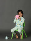 Bamboo Cotton Co-ord Set | Printed Long Sleeve Top and Solid Pant | Girls