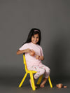 Bamboo Cotton Co-ord Set | Solid Short Sleeve Top and Printed Pant | Girls