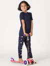 Bamboo Cotton Co-ord Set | Solid Short Sleeve Top and Printed Pant | Girls