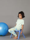 Bamboo Cotton Co-ord Set | Solid Short Sleeve Top and Printed Pant | Girls