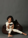Bamboo Cotton Co-ord Set | Solid Short Sleeve Top and Printed Pant | Girls