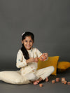 Bamboo Cotton Co-ord Set | Printed Long Sleeve Top and Solid Pant | Girls