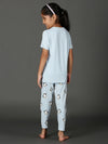 Bamboo Cotton Co-ord Set | Solid Short Sleeve Top and Printed Pant | Girls