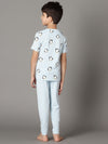 Bamboo Cotton Co-ord Set | Printed Short Sleeve Top and Solid Pant | Boys