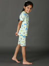 Bamboo Cotton Co-ord Set | Full Printed Top and Shorts | Girls
