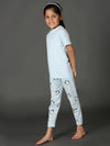 Bamboo Cotton Co-ord Set | Solid Short Sleeve Top and Printed Pant | Girls
