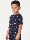 Bamboo Cotton Co-ord Set | Printed Short Sleeve Top and Solid Pant | Boys
