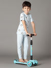 Bamboo Cotton Co-ord Set | Printed Short Sleeve Top and Solid Pant | Boys