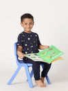 Bamboo Cotton Co-ord Set | Printed Short Sleeve Top and Solid Pant | Boys