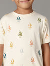 Bamboo Cotton Co-ord Set | Printed Short Sleeve Top and Solid Pant | Boys